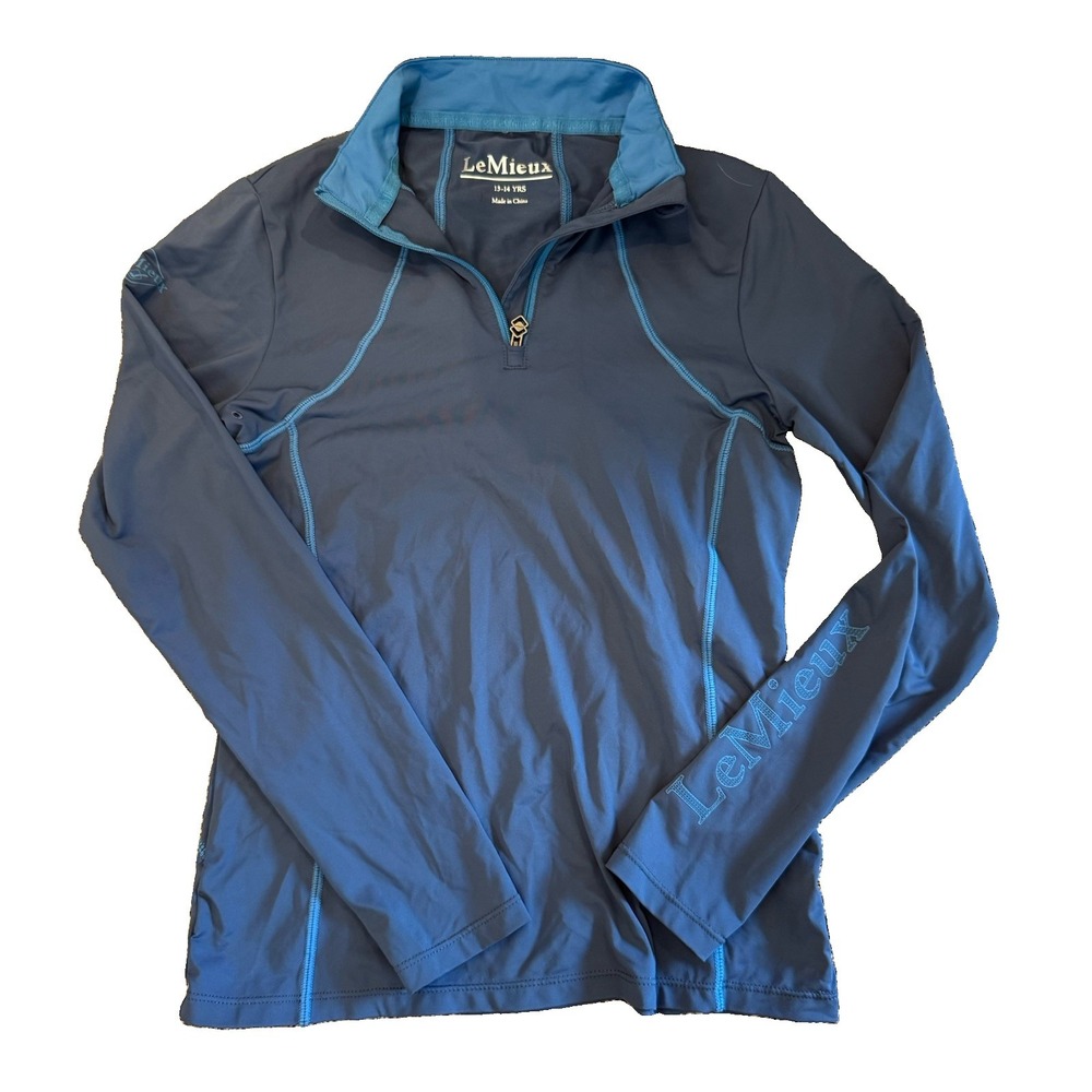 LeMieux Kids Blue Equestrian Base Layer Quarter Zip Long Sleeve Shirt 13-14 YRS